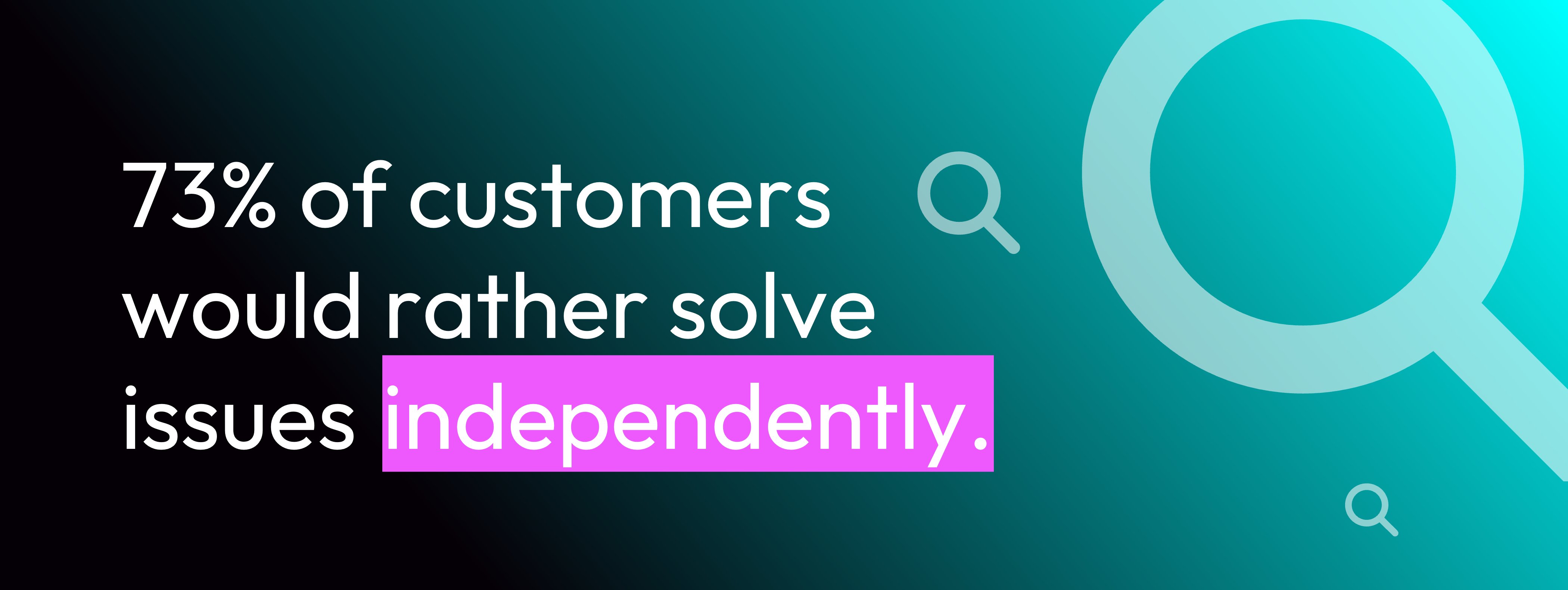 Image text says: 73% of customers would rather solve issues independently.